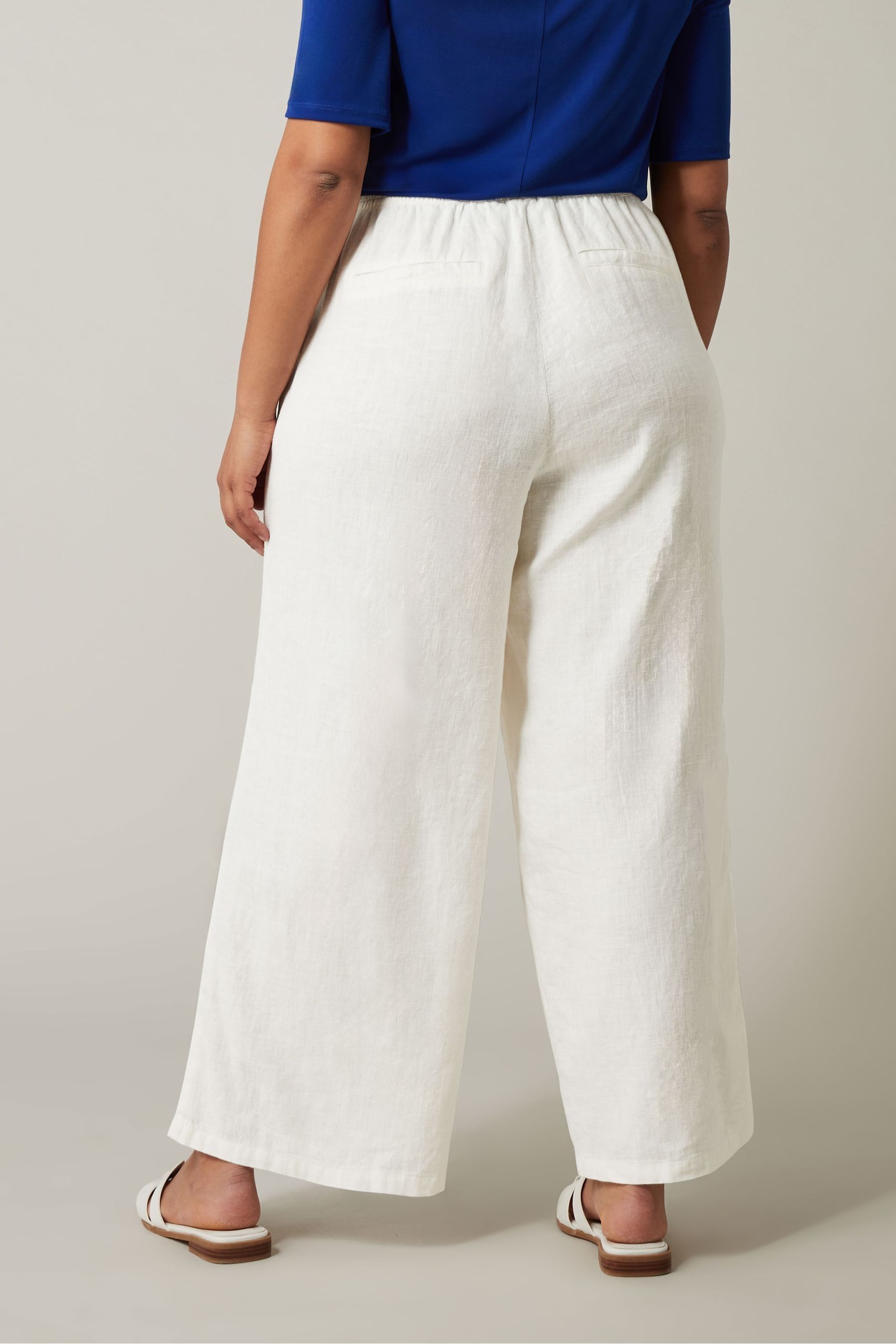 Buy Evans Curve White Linen Wide Leg Trousers from Next Luxembourg