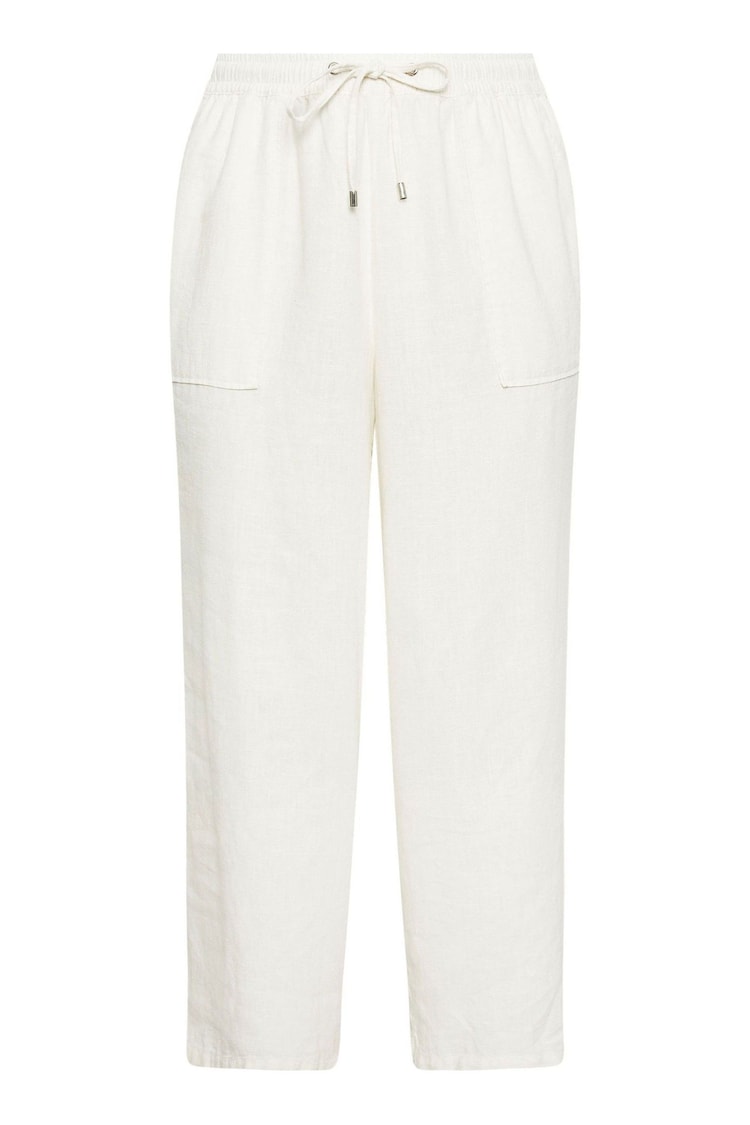 Evans Curve White Linen Wide Leg Trousers - Image 5 of 5