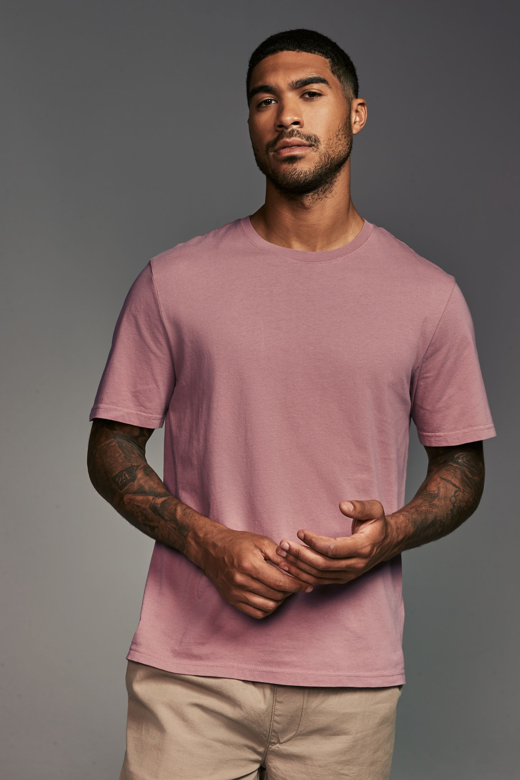Pink Blush Regular Fit 100 Cotton Essential Regular Crew Neck T Shirt
