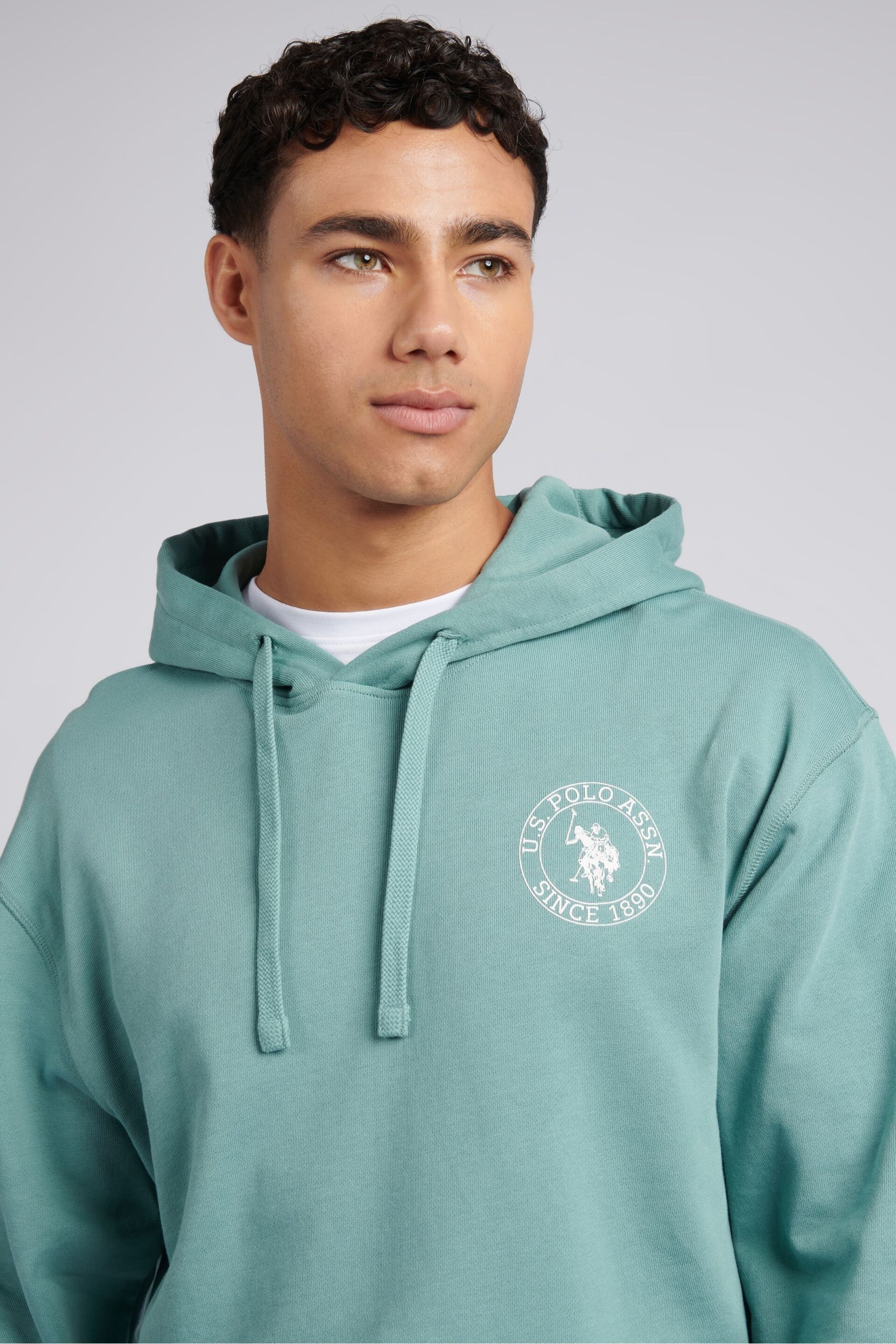 U.S. Polo Assn. Mens Blue Classic Fit Circle Print Hoodie - Image 2 of 10
