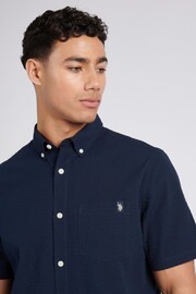 U.S. Polo Assn. Mens Seersucker Short Sleeve Shirt - Image 3 of 8