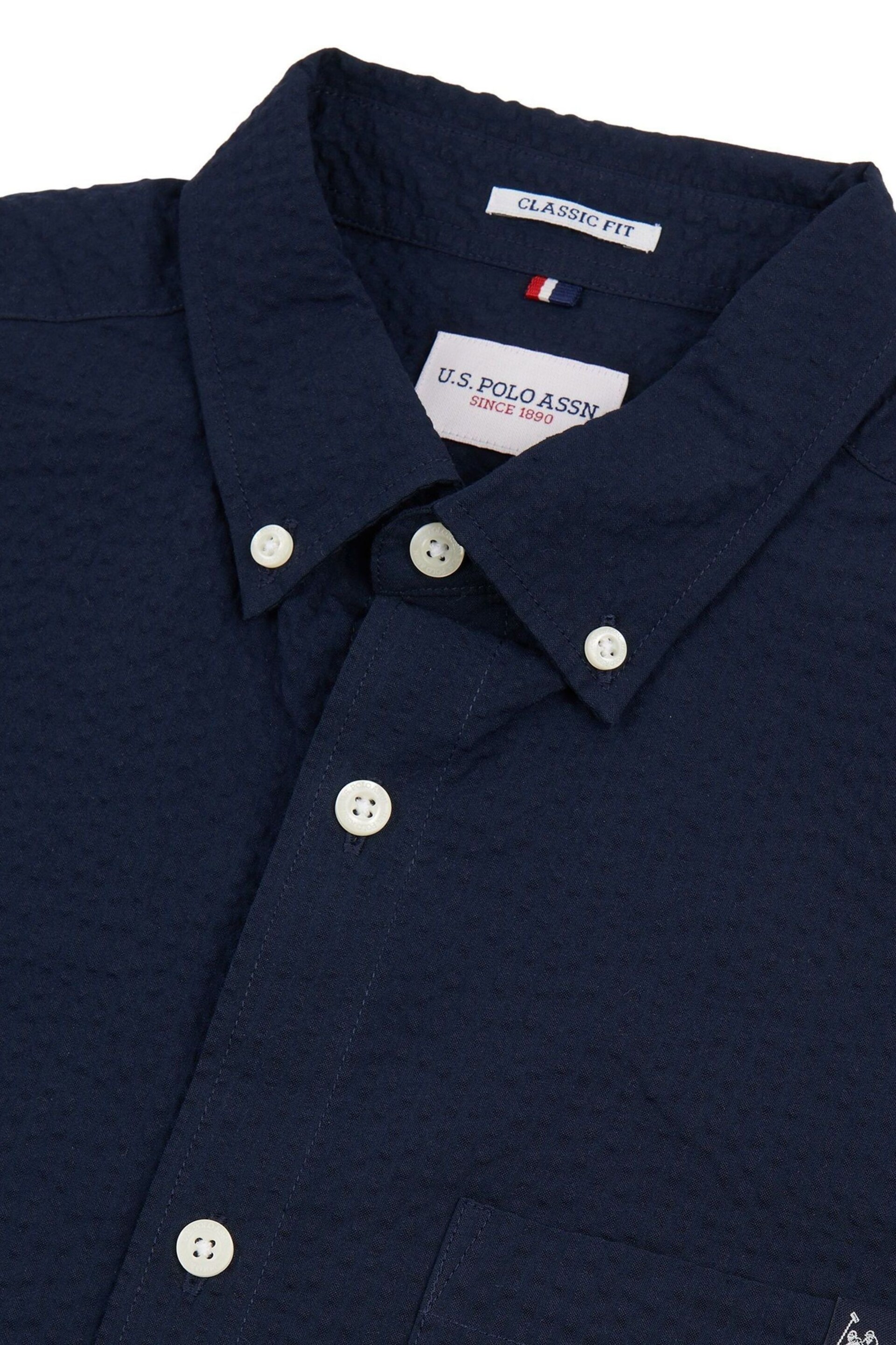 U.S. Polo Assn. Mens Seersucker Short Sleeve Shirt - Image 7 of 8