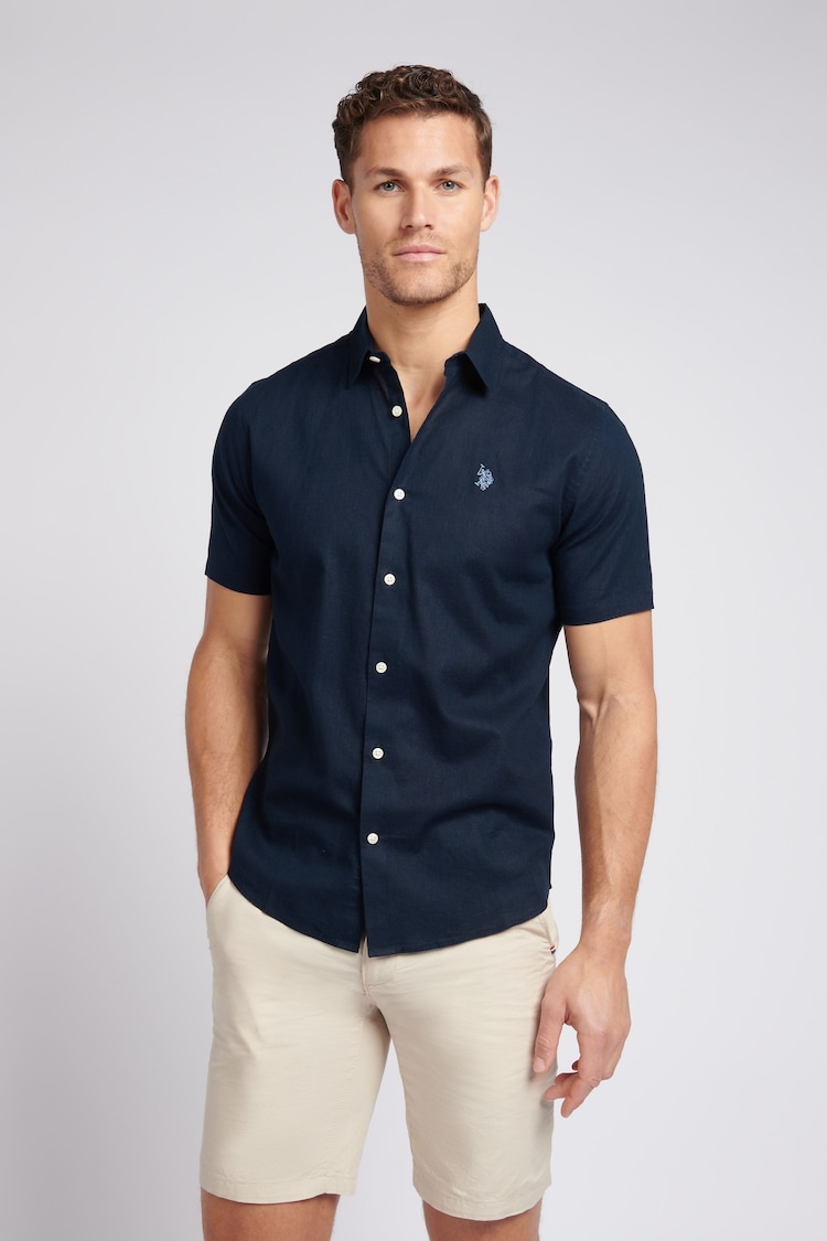 U.S. Polo Assn. Mens Linen Blend Short Sleeve Shirt - Image 1 of 7