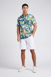 U.S. Polo Assn. Mens Palm Print Short Sleeve White Shirt - Image 4 of 8