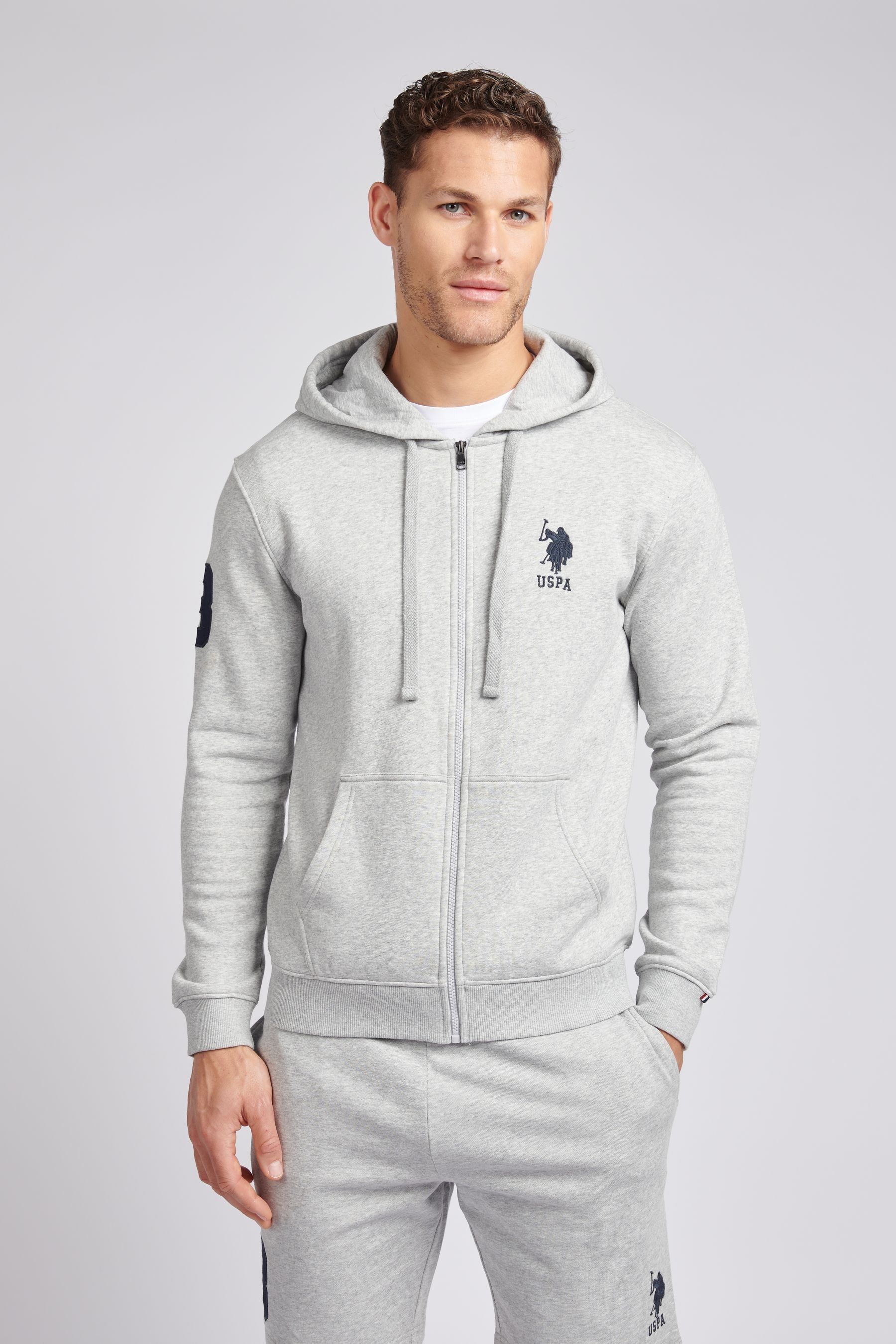 Buy U.S. Polo Assn. Grey Mens Classic Fit Player 3 Zip Up Hoodie from Next Bahrain