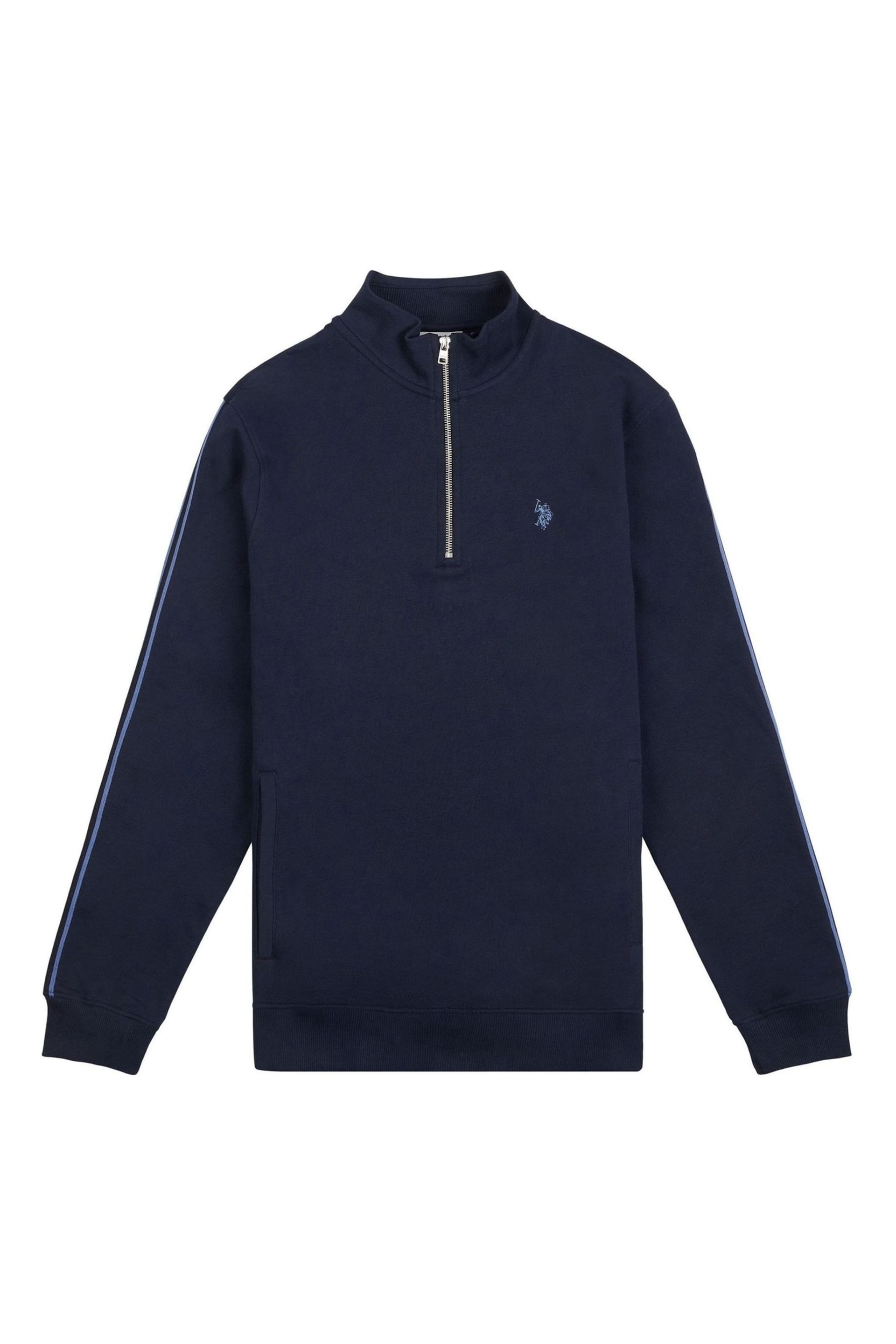 U.S. Polo Assn. Mens Blue Classic Fit Taped 1/4 Zip Sweatshirt - Image 5 of 8