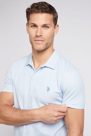 U.S. Polo Assn. Mens Regular Fit Blue Texture Short Sleeve Shirt - Image 2 of 7
