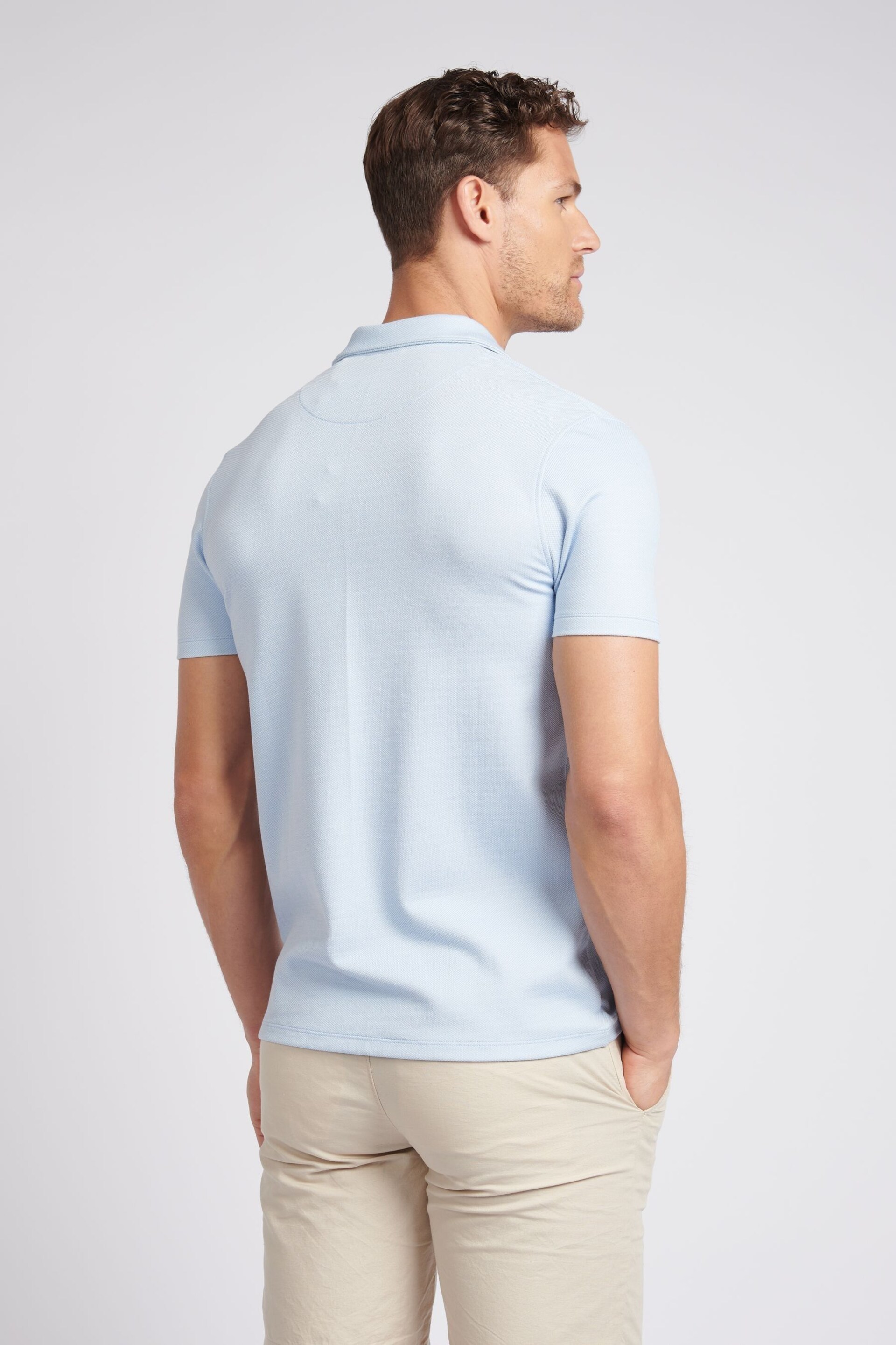 U.S. Polo Assn. Mens Regular Fit Blue Texture Short Sleeve Shirt - Image 4 of 7