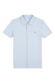 U.S. Polo Assn. Mens Regular Fit Blue Texture Short Sleeve Shirt - Image 5 of 7