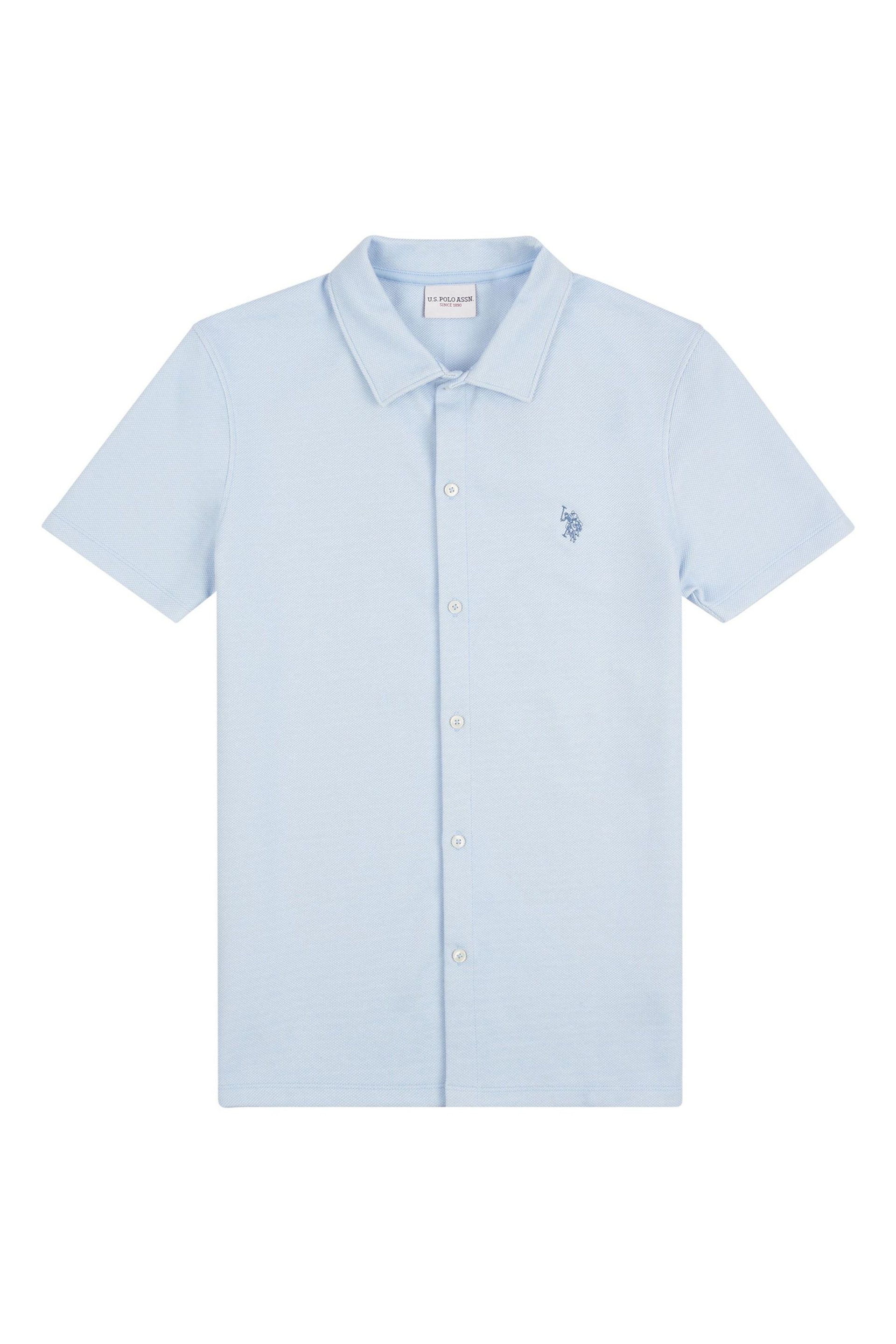 U.S. Polo Assn. Mens Regular Fit Blue Texture Short Sleeve Shirt - Image 5 of 7
