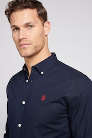 U.S. Polo Assn. Dark Blue Stretch Cotton Mens Poplin Shirt - Image 4 of 7