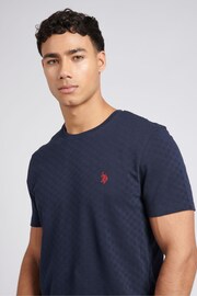 U.S. Polo Assn. Mens Blue Classic Fit Check Texture 100% Cotton T-Shirt - Image 3 of 8