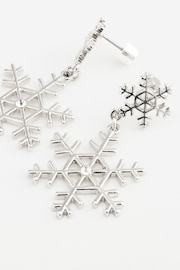 Silver Tone Christmas Snowflake Drop Earrings Made With Recycled Zinc and Brass - Image 2 of 2