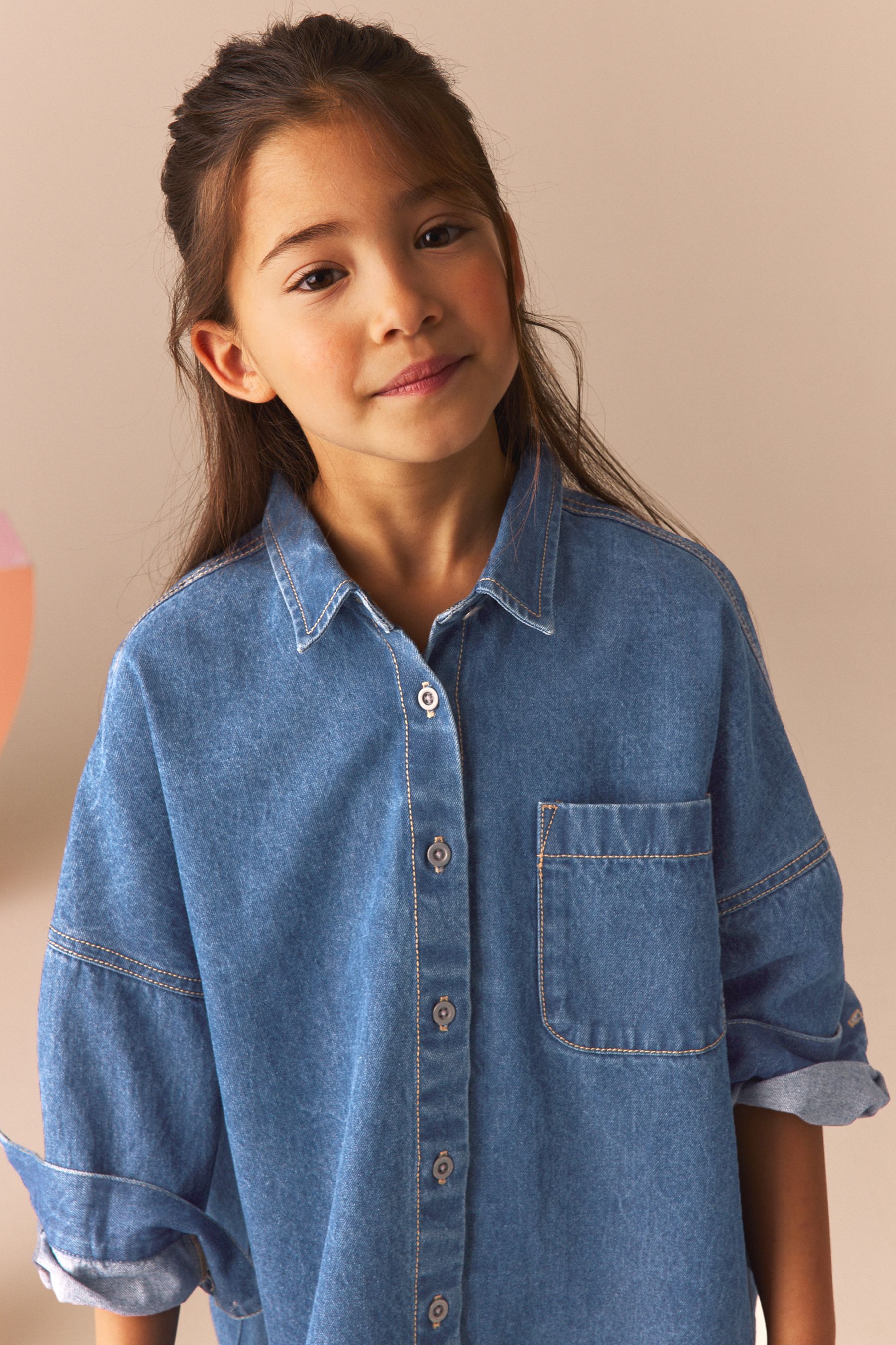 Blue jean shirt with black leggings online