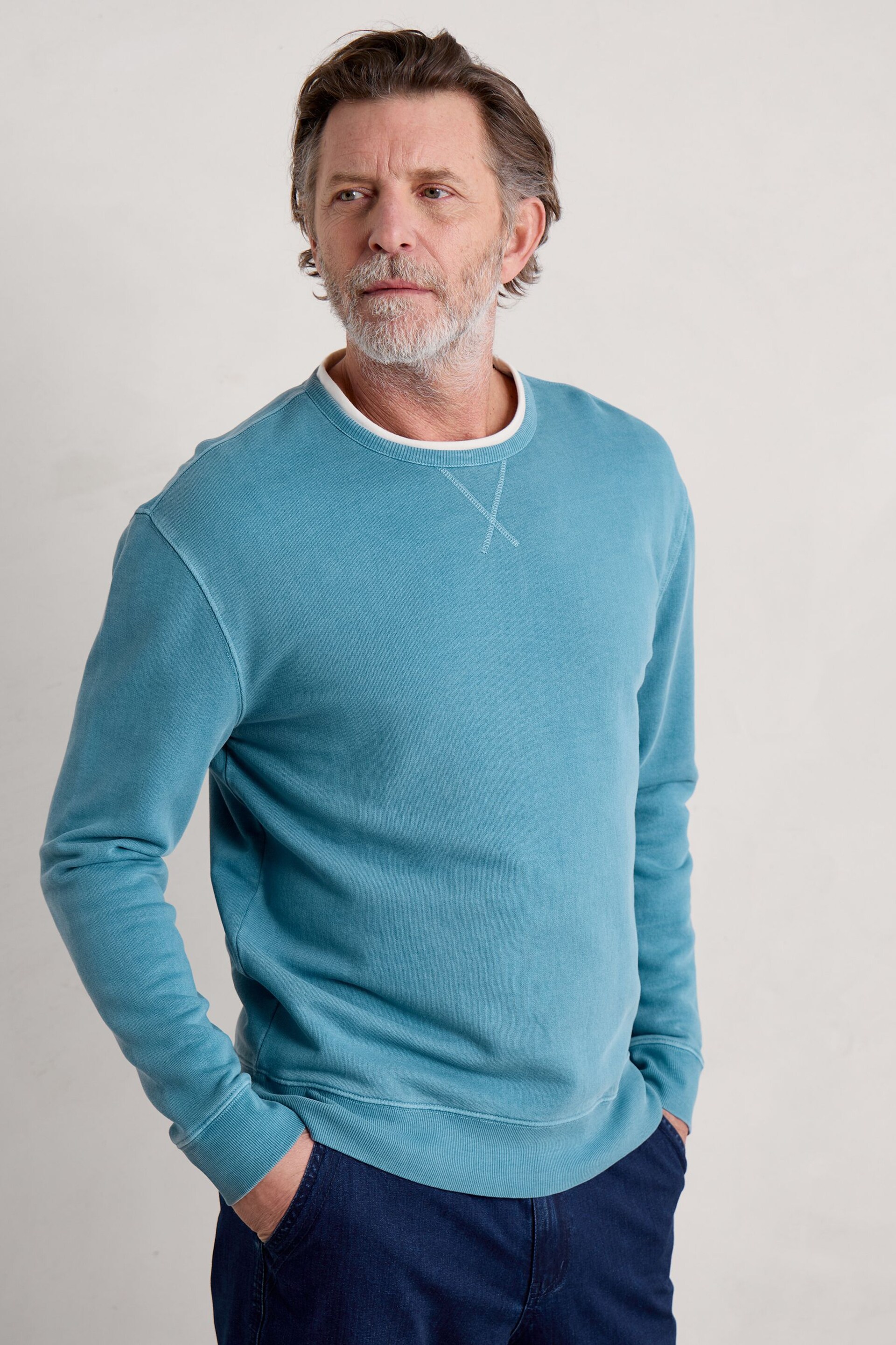 Seasalt Cornwall Blue Mens Bolitho Organic Cotton Sweatshirt - Image 1 of 7