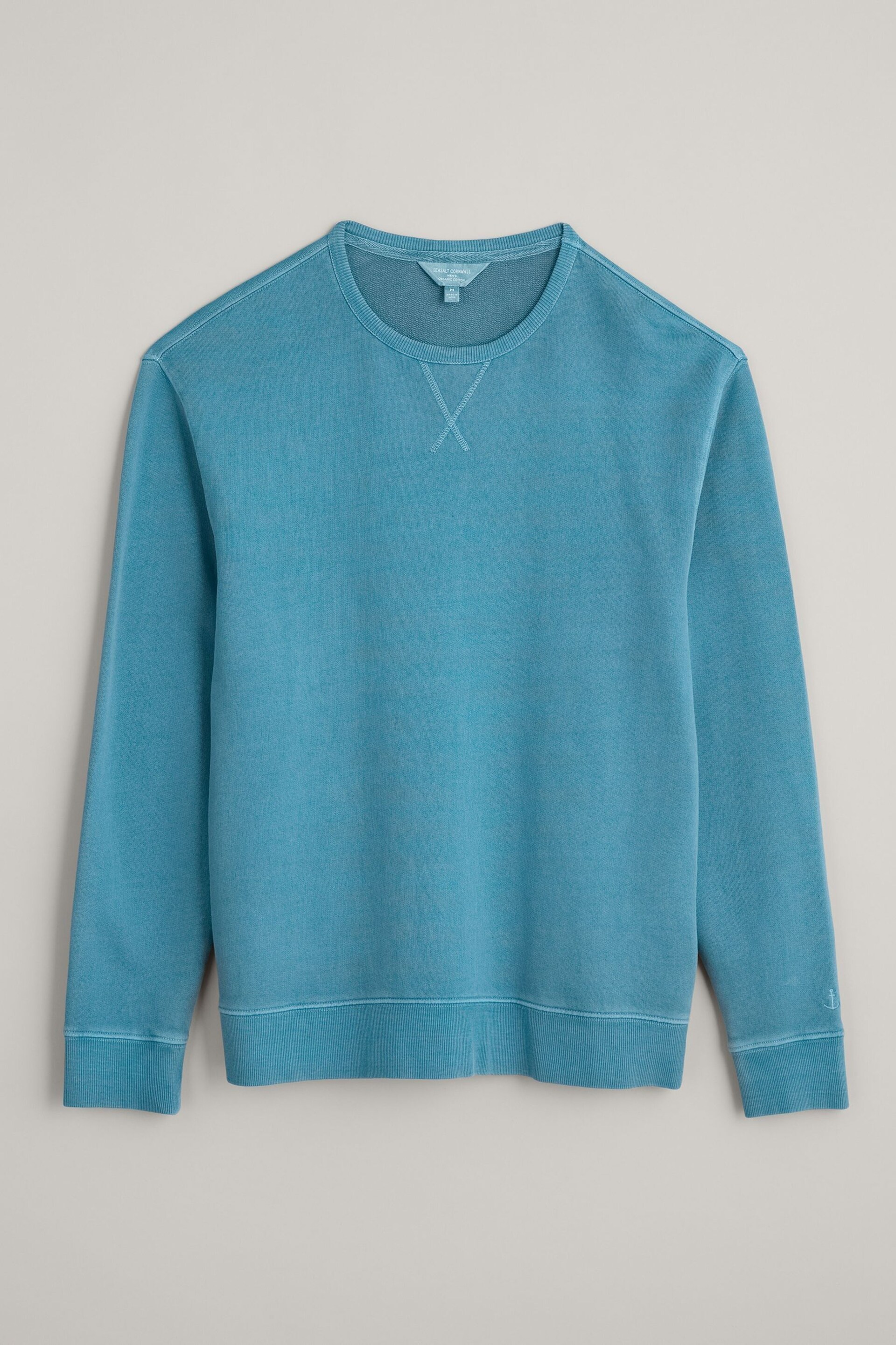 Seasalt Cornwall Blue Mens Bolitho Organic Cotton Sweatshirt - Image 4 of 7