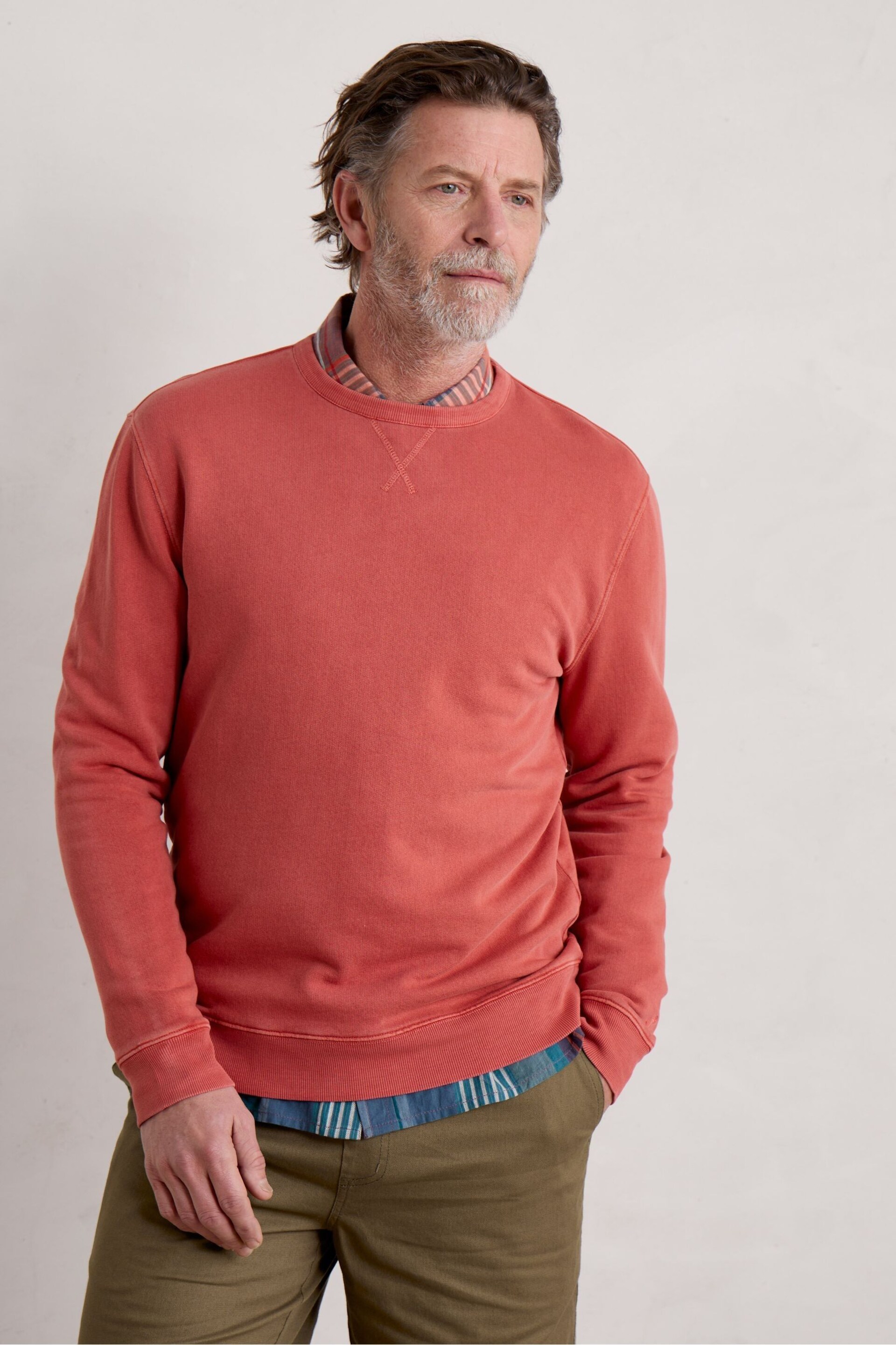 Seasalt Cornwall Red Mens Bolitho Organic Cotton Jumper - Image 2 of 6