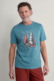 Seasalt Cornwall Blue Mens Midwatch Organic Cotton T-Shirt - Image 1 of 5