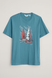 Seasalt Cornwall Blue Mens Midwatch Organic Cotton T-Shirt - Image 4 of 5