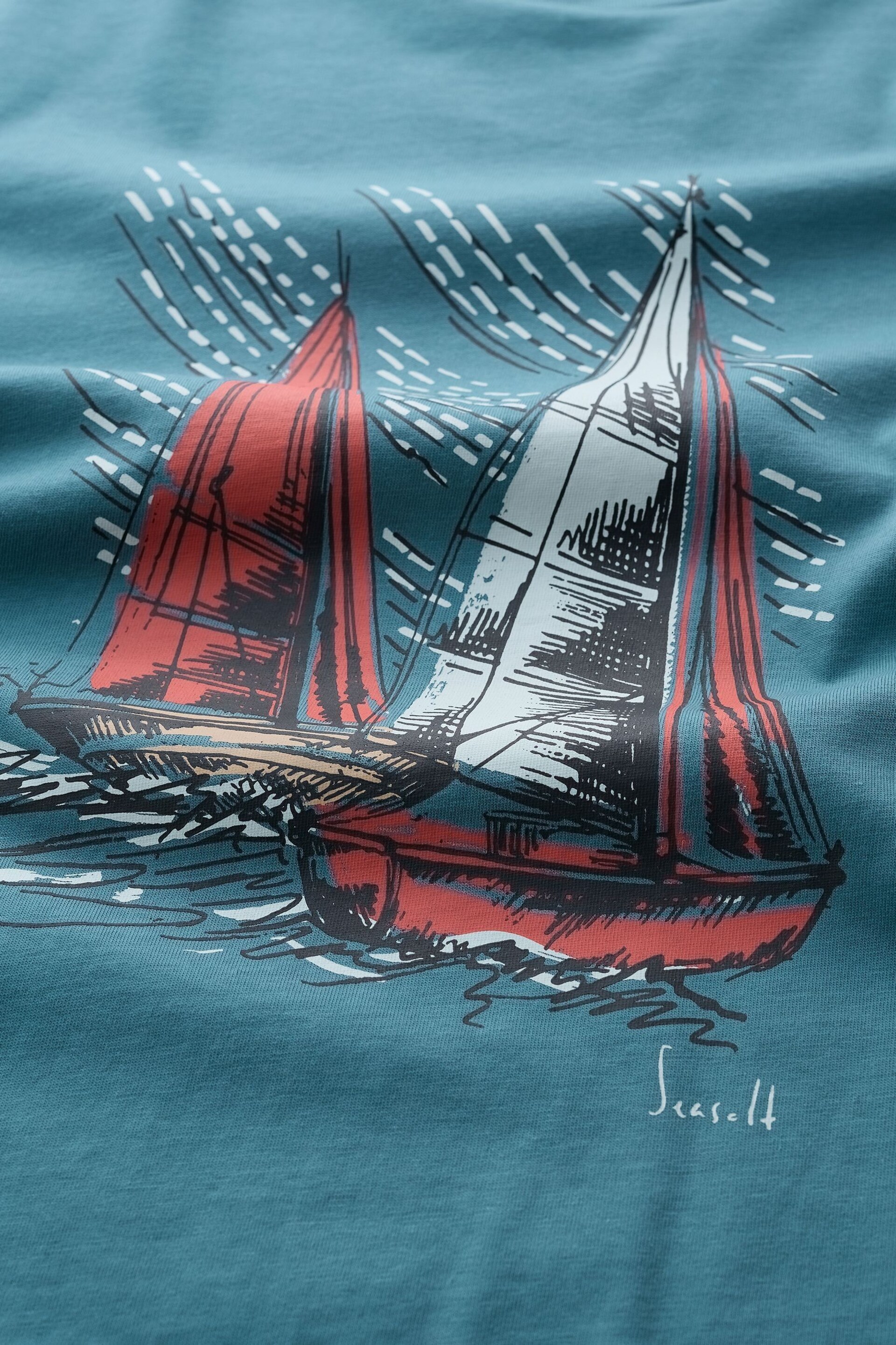 Seasalt Cornwall Blue Mens Midwatch Organic Cotton T-Shirt - Image 5 of 5