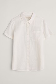Seasalt Cornwall White Drydock Short Sleeve Linen Shirt - Image 4 of 5