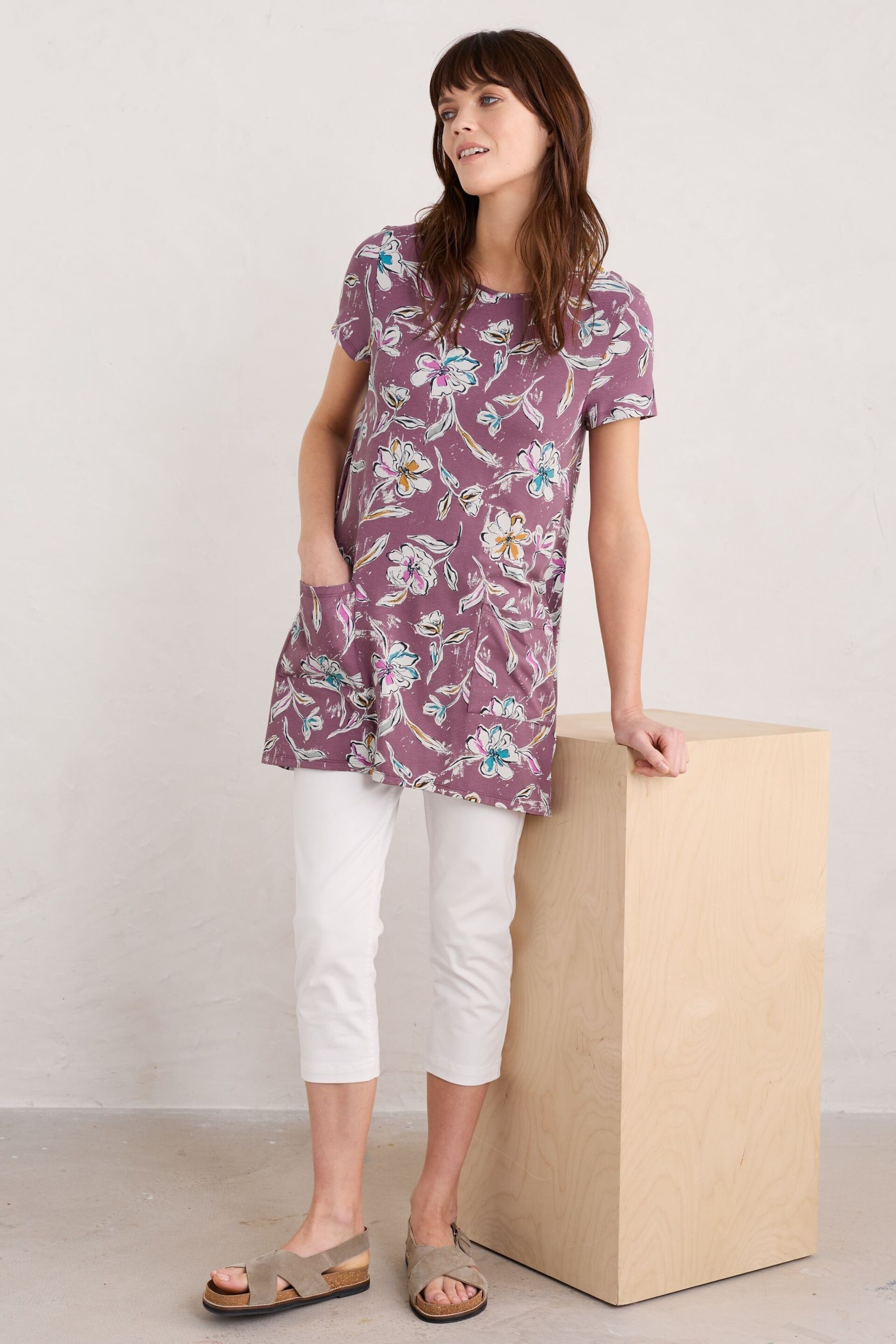 Seasalt Cornwall Purple Killiow Short Sleeve Tunic - Image 1 of 5