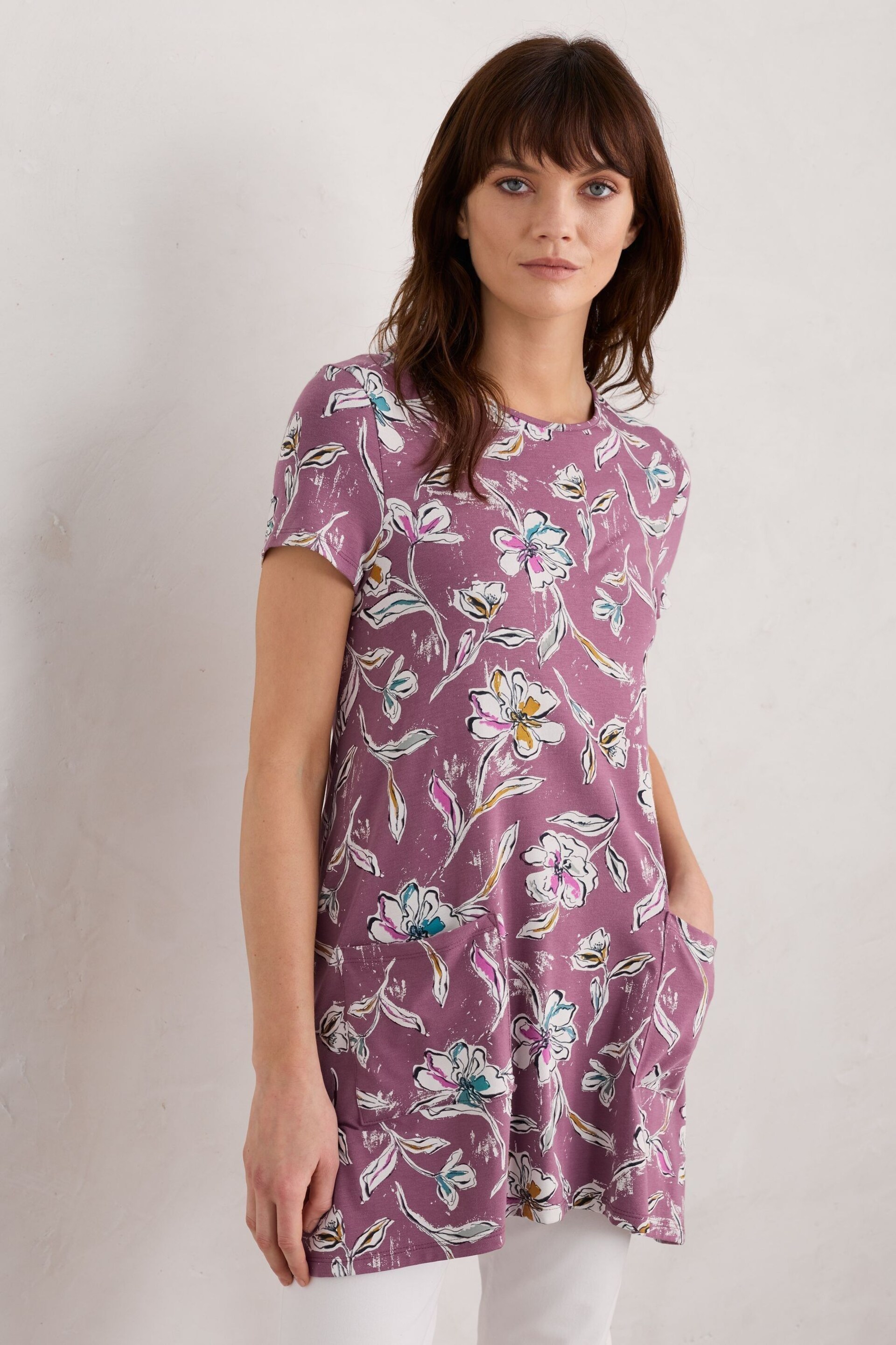 Seasalt Cornwall Purple Killiow Short Sleeve Tunic - Image 2 of 5