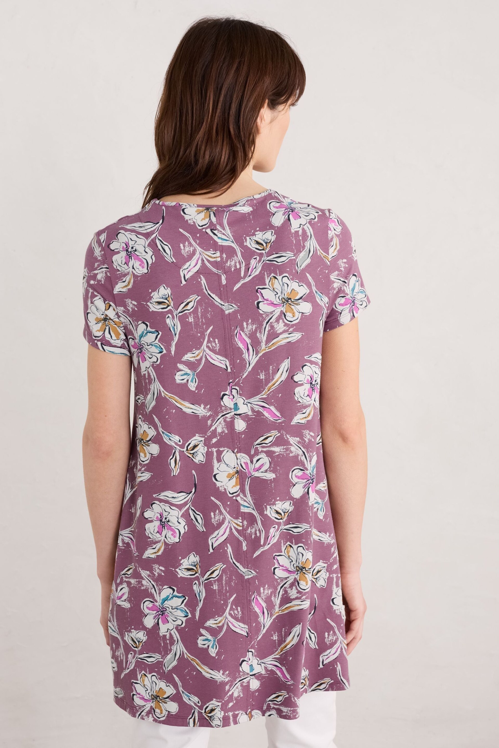 Seasalt Cornwall Purple Killiow Short Sleeve Tunic - Image 3 of 5