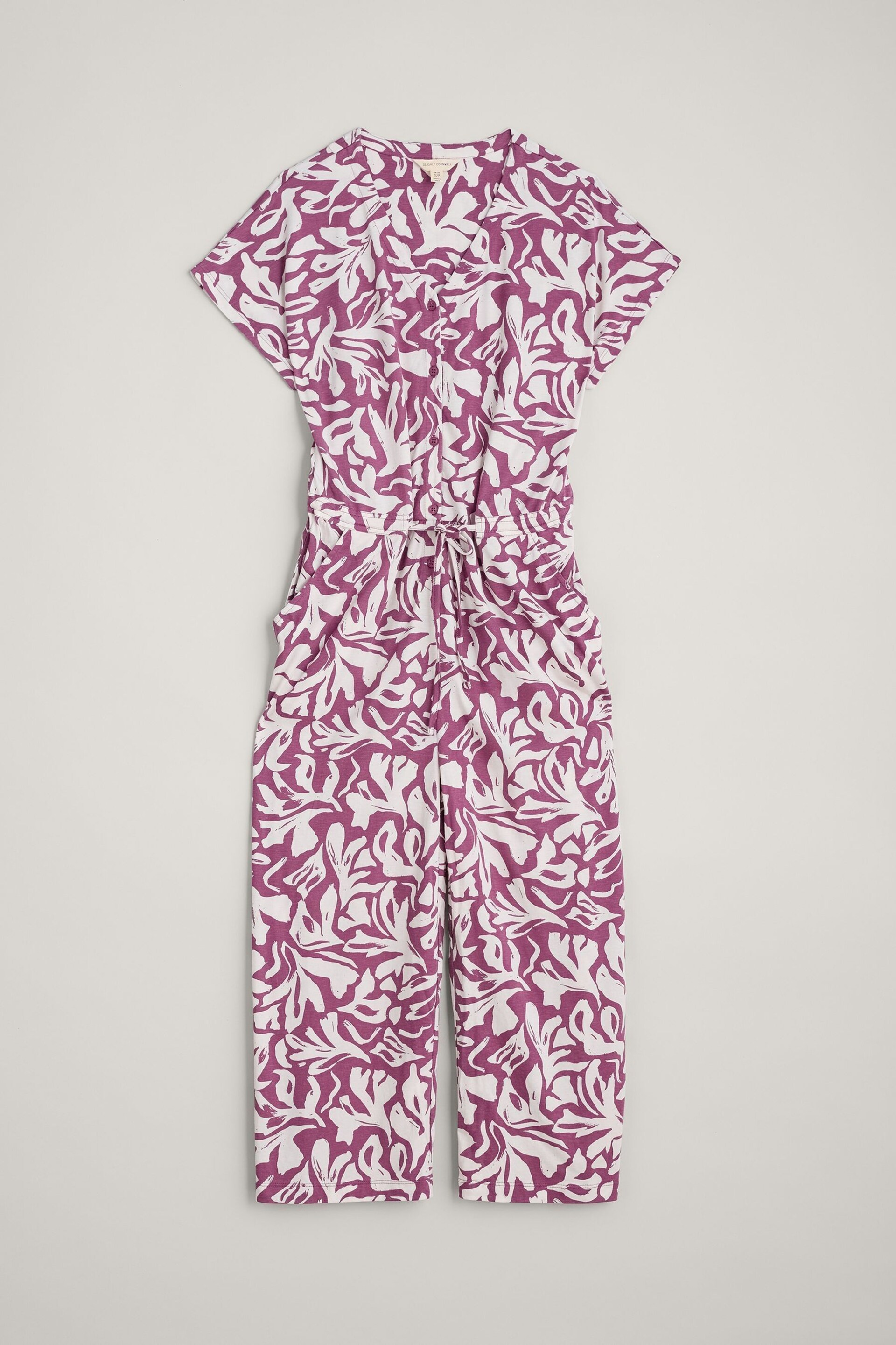 Seasalt Cornwall Purple Rose Trellis Wide Leg Jumpsuit - Image 4 of 5