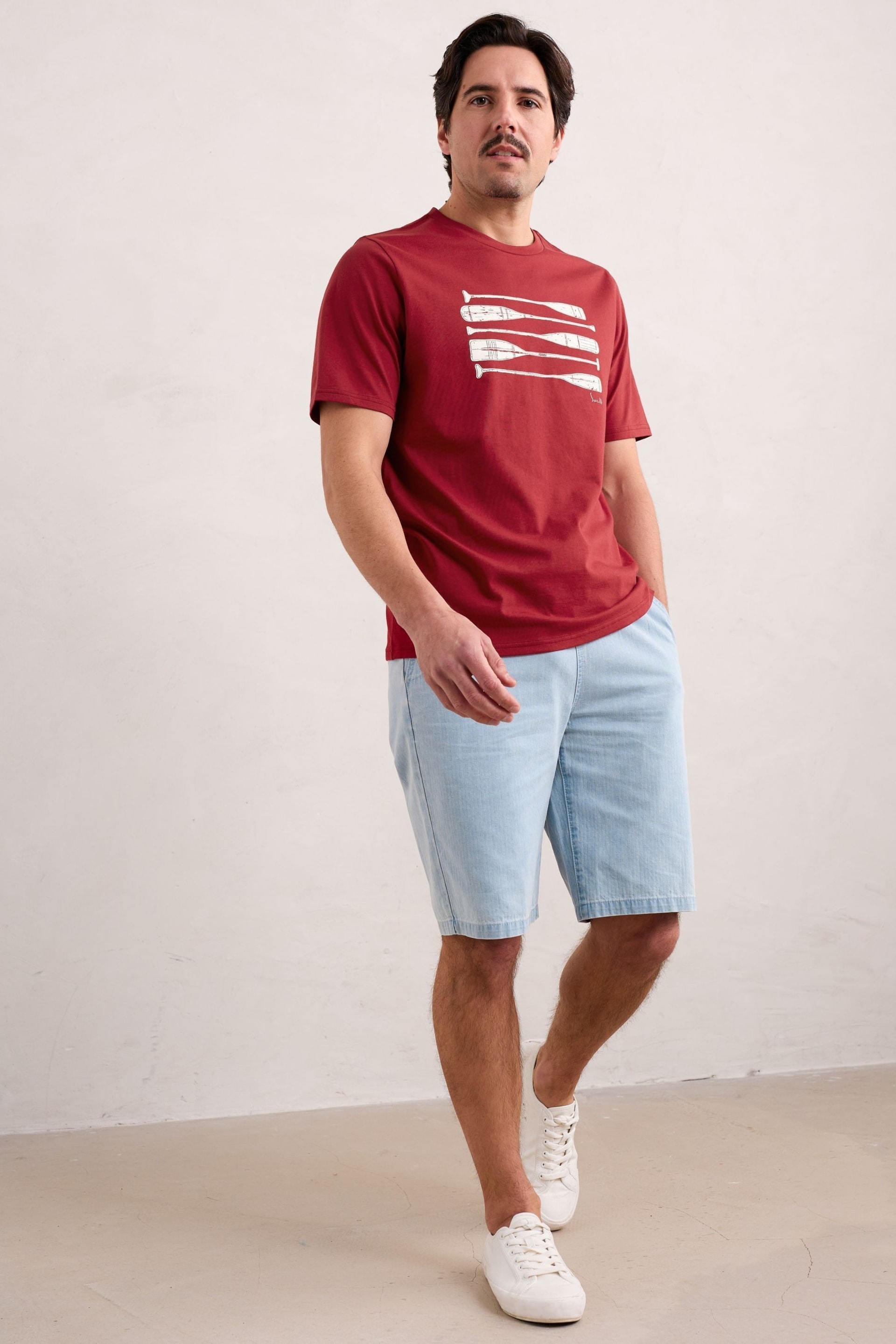 Seasalt Cornwall Red Mens Midwatch Organic Cotton T-Shirt - Image 2 of 2