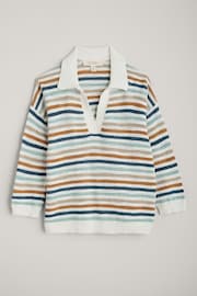 Seasalt Cornwall Multi Gwynver Lightweight V-Neck Collared Jumper - Image 7 of 8