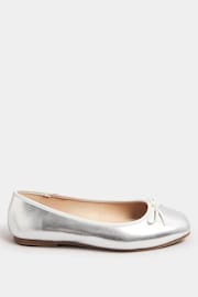 Yours Curve Silver Extra Wide Fit Chiselled Toe Cap Ballet Shoes - Image 2 of 5