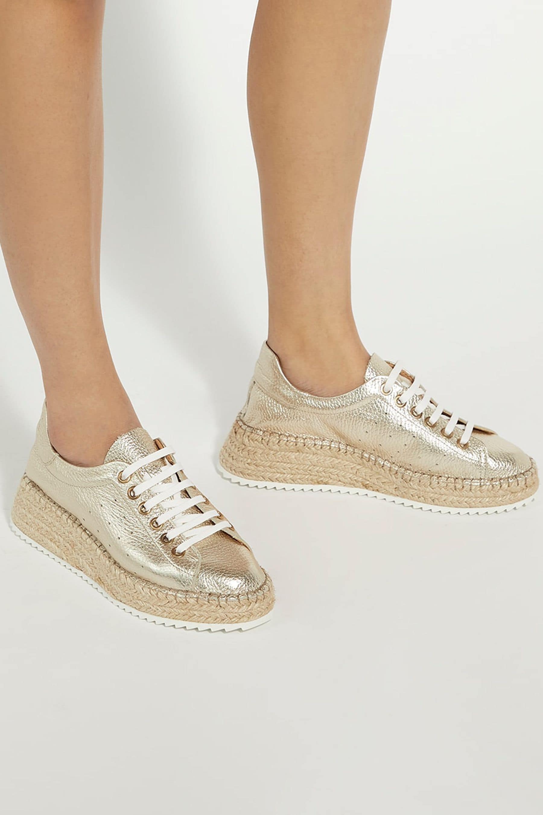 Dune London Explainedd Leather Wedge Lace Up Trainers