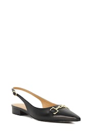 Dune London Black Wide Fit Hopeful Branded-Snaffle-Trim Ballet Shoes - Image 4 of 8