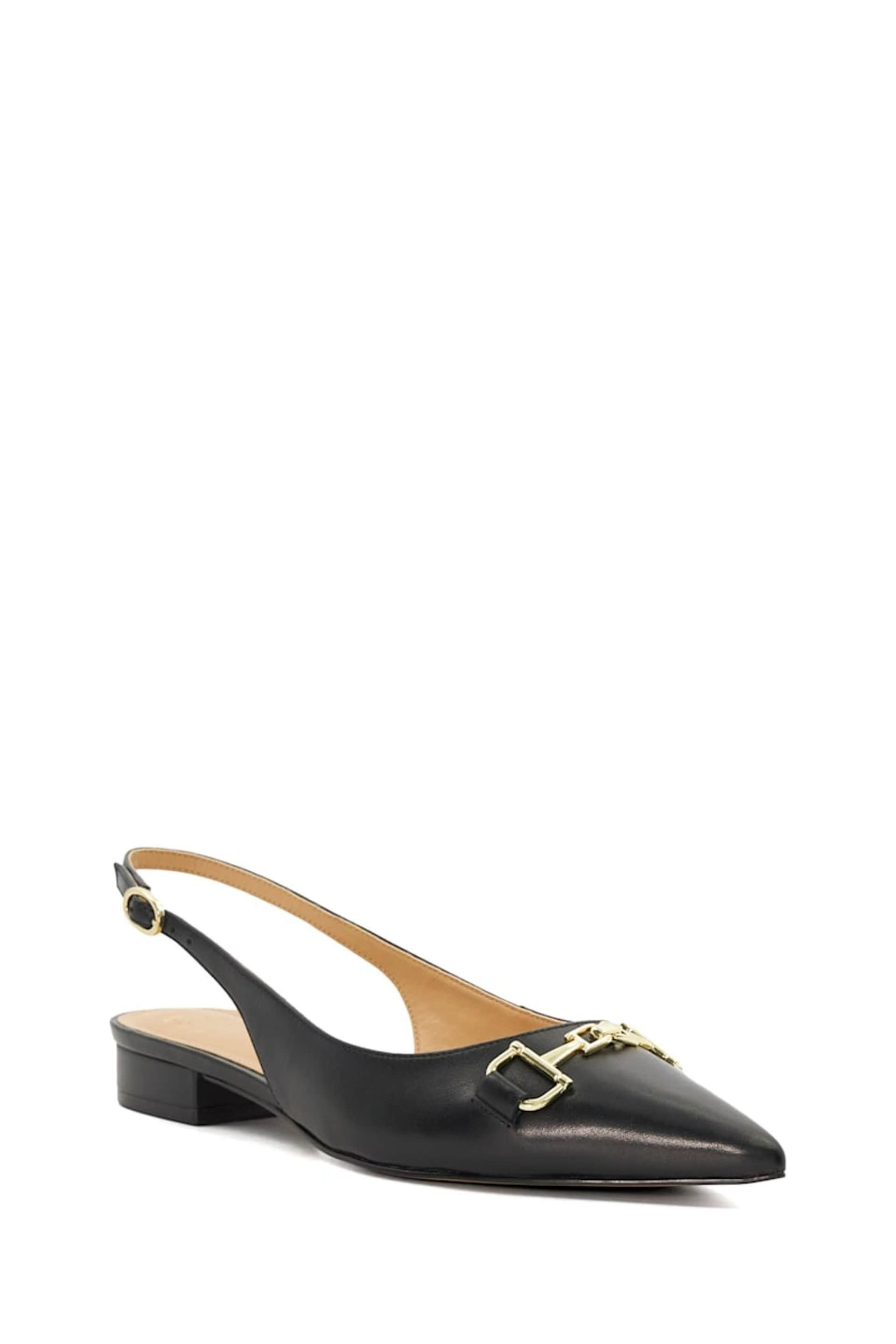 Dune London Black Wide Fit Hopeful Branded-Snaffle-Trim Ballet Shoes - Image 4 of 8