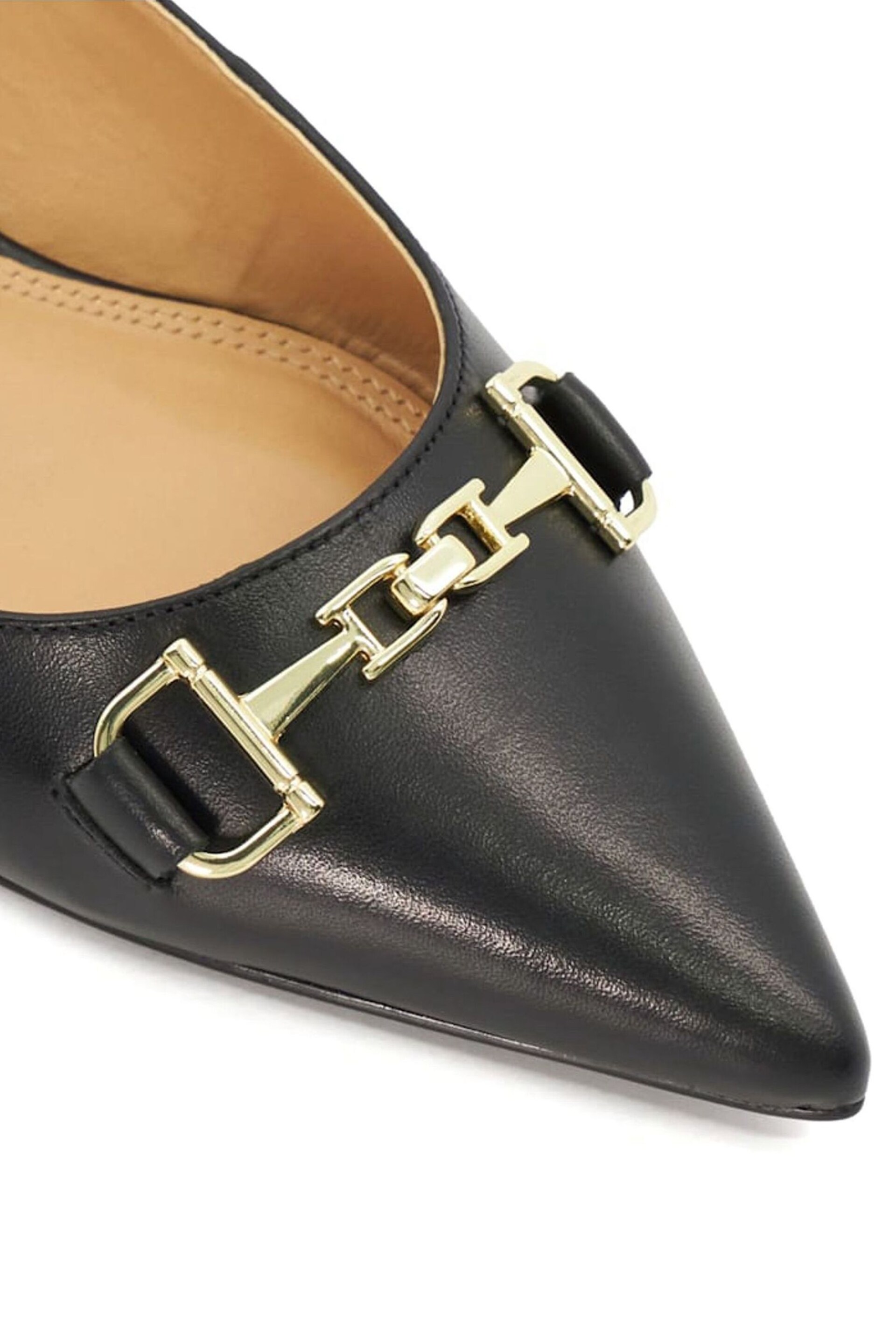 Dune London Black Wide Fit Hopeful Branded-Snaffle-Trim Ballet Shoes - Image 6 of 8