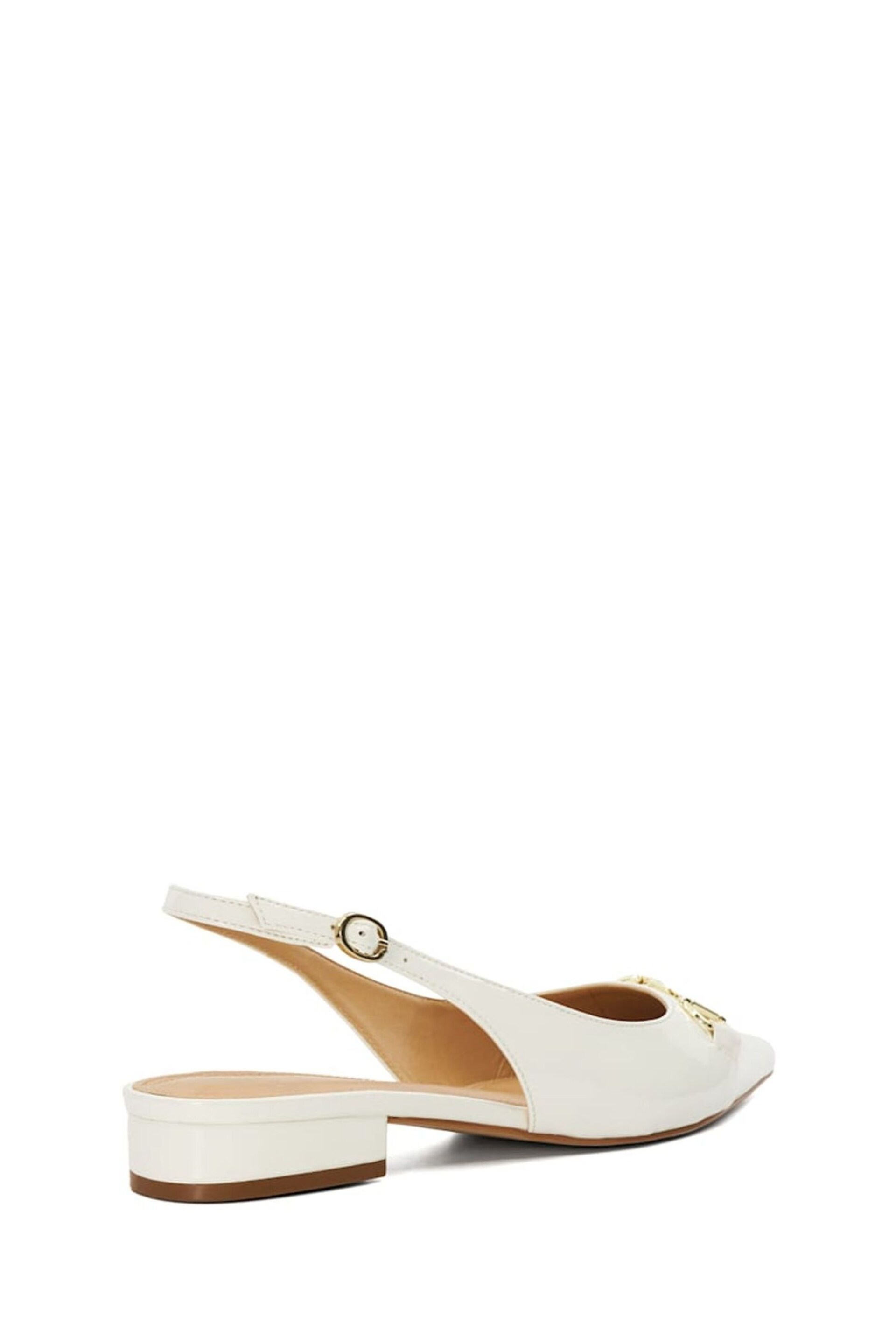 Dune London White Wide Fit Hopeful Branded-Snaffle-Trim Ballet Shoes - Image 5 of 8