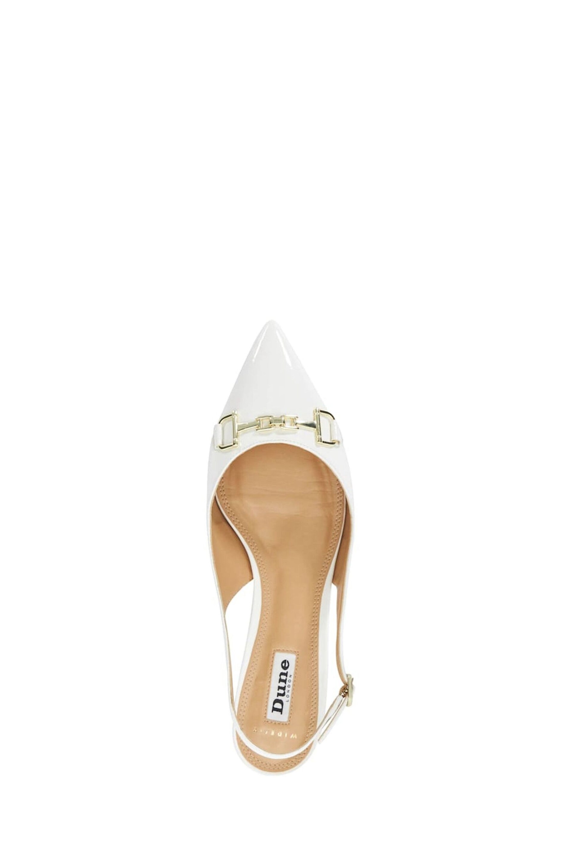 Dune London White Wide Fit Hopeful Branded-Snaffle-Trim Ballet Shoes - Image 6 of 8