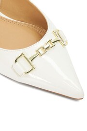 Dune London White Wide Fit Hopeful Branded-Snaffle-Trim Ballet Shoes - Image 7 of 8