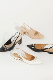 Dune London White Wide Fit Hopeful Branded-Snaffle-Trim Ballet Shoes - Image 8 of 8