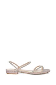 Dune London Natural Wide Fit Nightengale Embellished Flat Sandals - Image 3 of 7