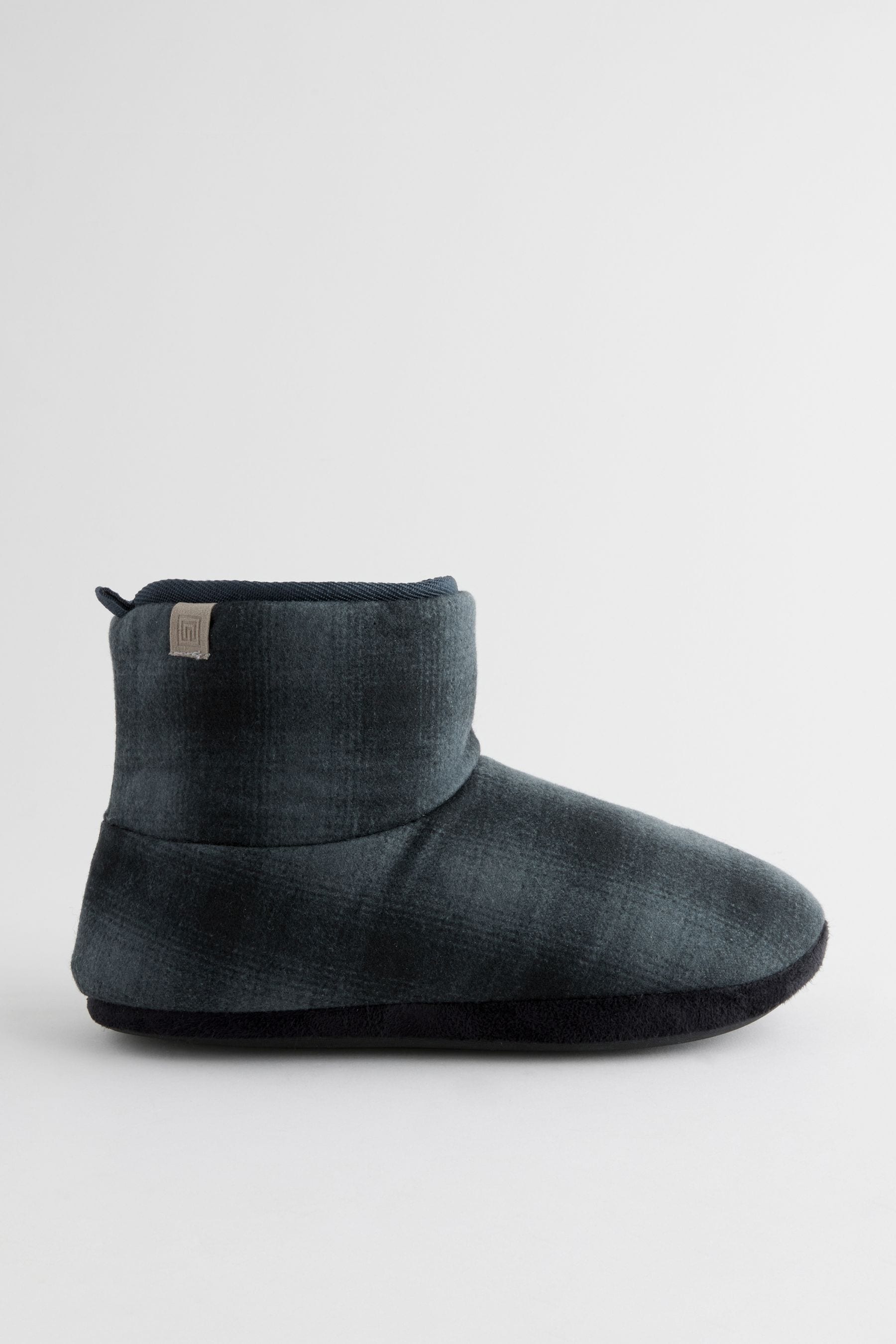 Buy Navy Borg Lined Checked Boot Slippers from the Next UK online shop