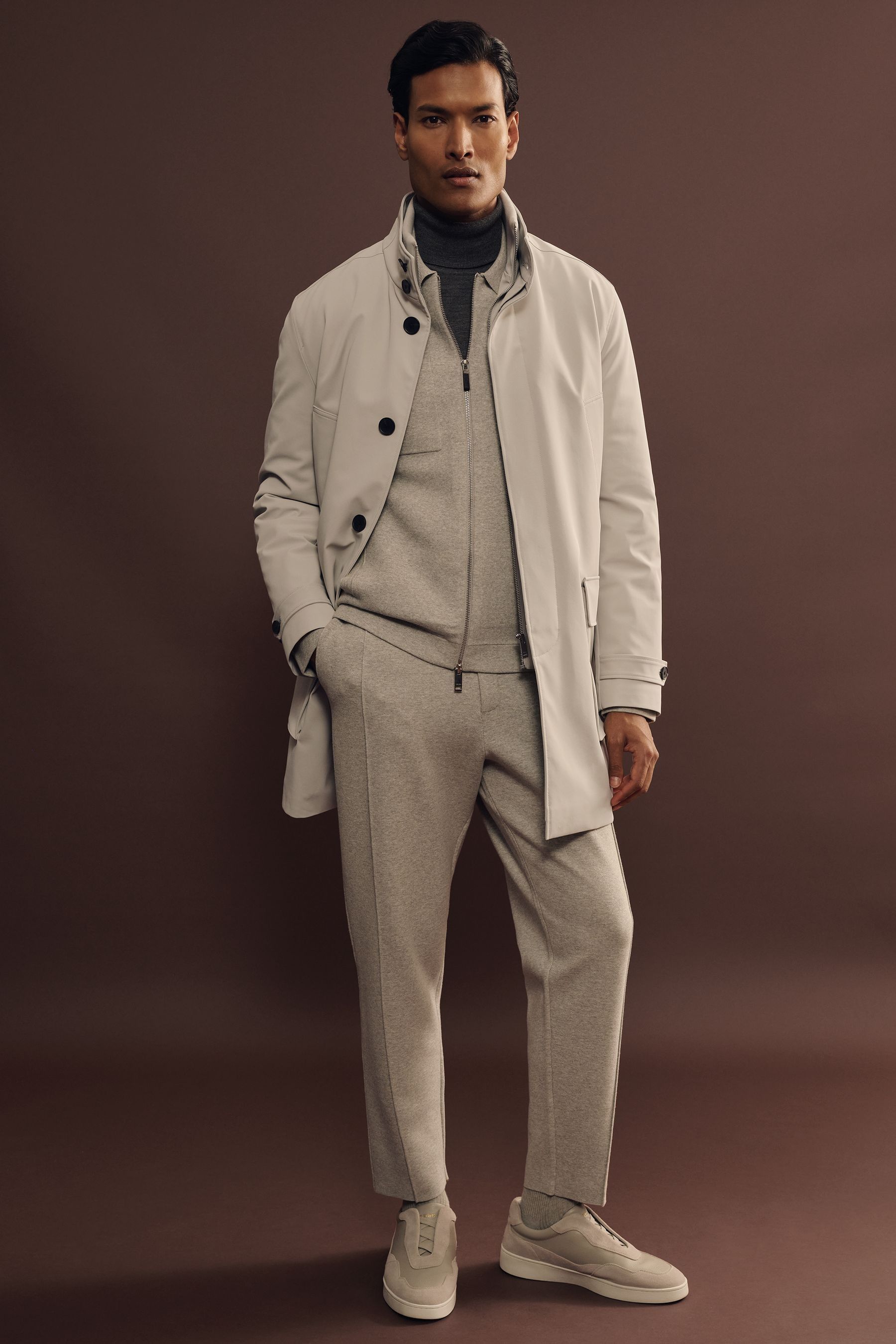Buy Reiss Stone Player Hybrid Removable Funnel Neck Overcoat from Next Luxembourg
