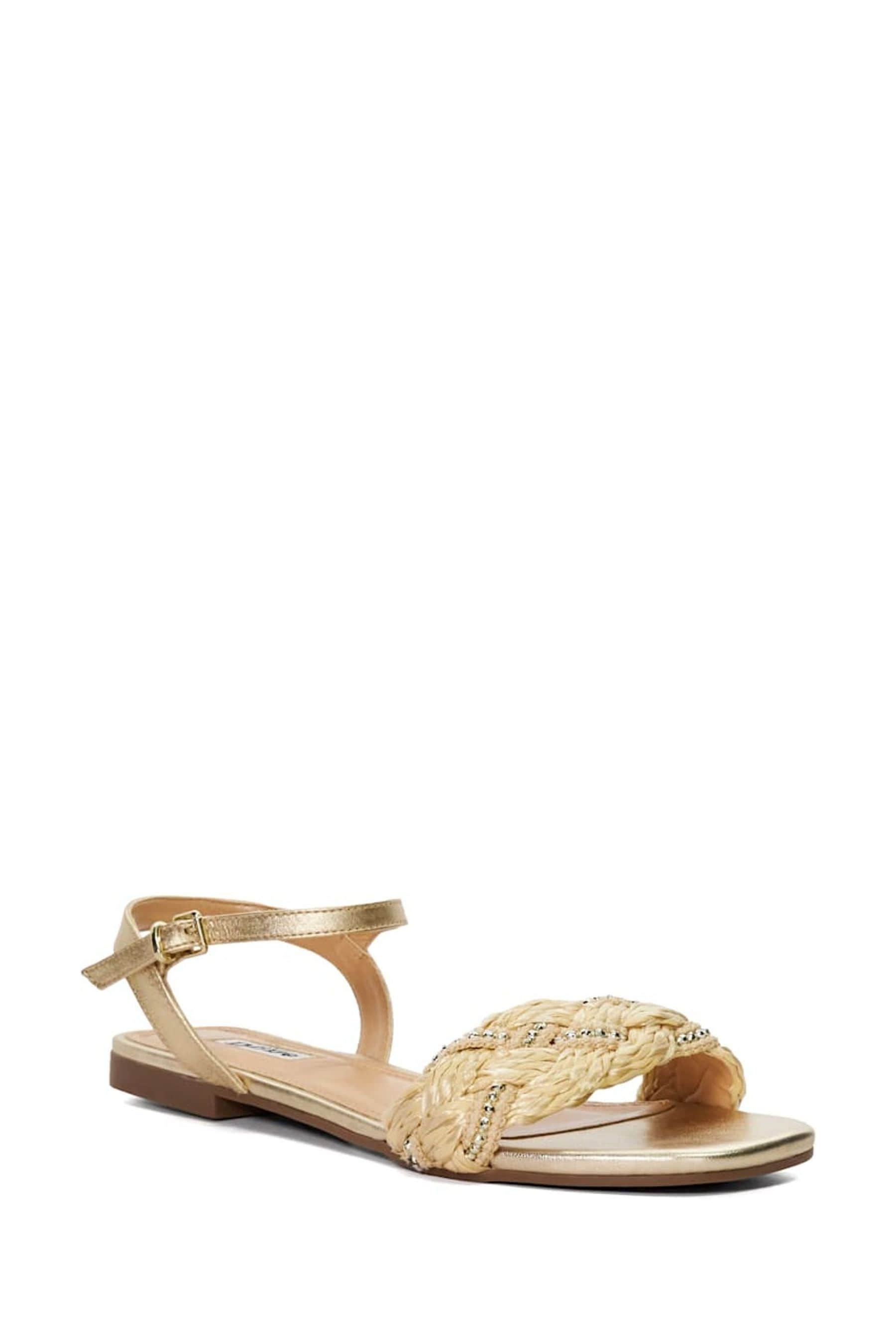 Buy Dune London Gold Lastle Embellished Raffia Flat Sandals from Next Canada