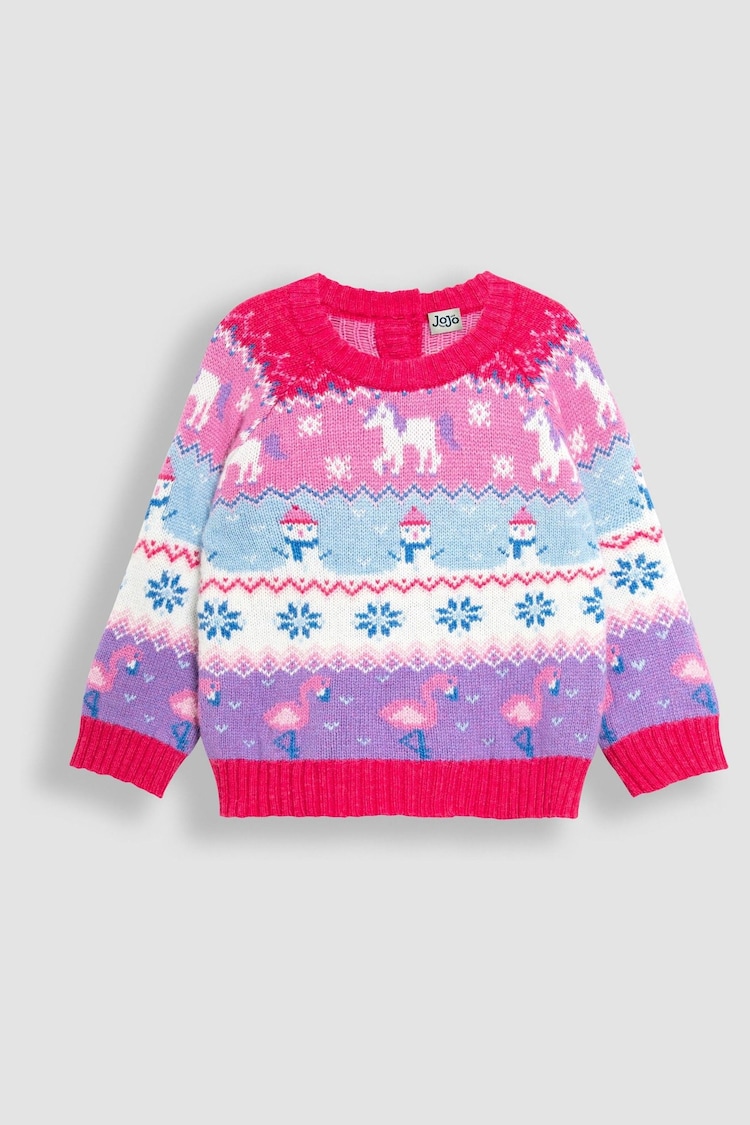 JoJo Maman Bébé Unicorn Unicorn Fair Isle Jumper - Image 1 of 3