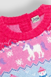 JoJo Maman Bébé Unicorn Unicorn Fair Isle Jumper - Image 3 of 3