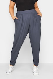 Yours Curve Grey Double Pleated Harem Trousers - Image 1 of 5