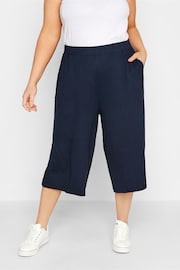 Yours Curve Blue Jersey Culottes - Image 1 of 5