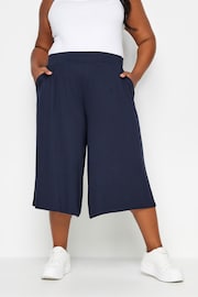 Yours Curve Blue Jersey Culottes - Image 2 of 5