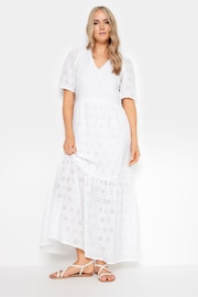 Long Tall Sally White V-Neck Broderie Dress - Image 1 of 4